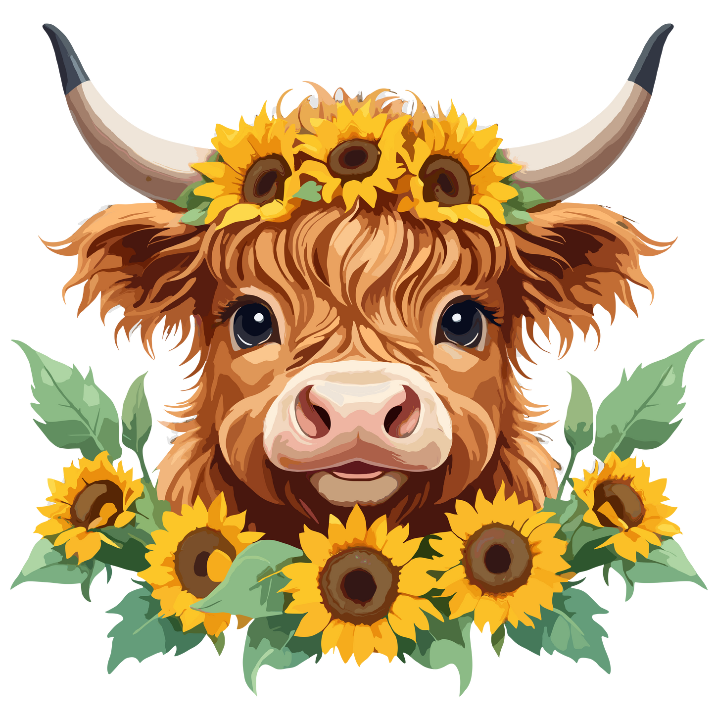 Highland cow sunflowers