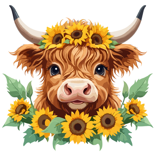 Highland cow sunflowers